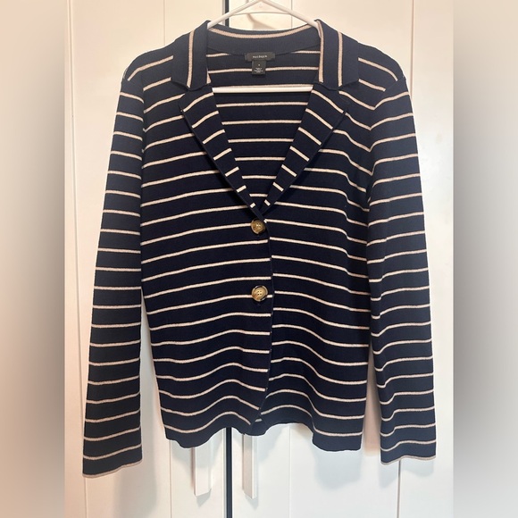 Halogen Navy and Cream Striped Cardigan size S - Picture 2 of 12